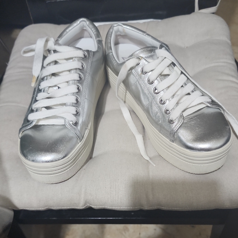 Shiny Silver Women's Platform Sneakers MARC FISCHER
